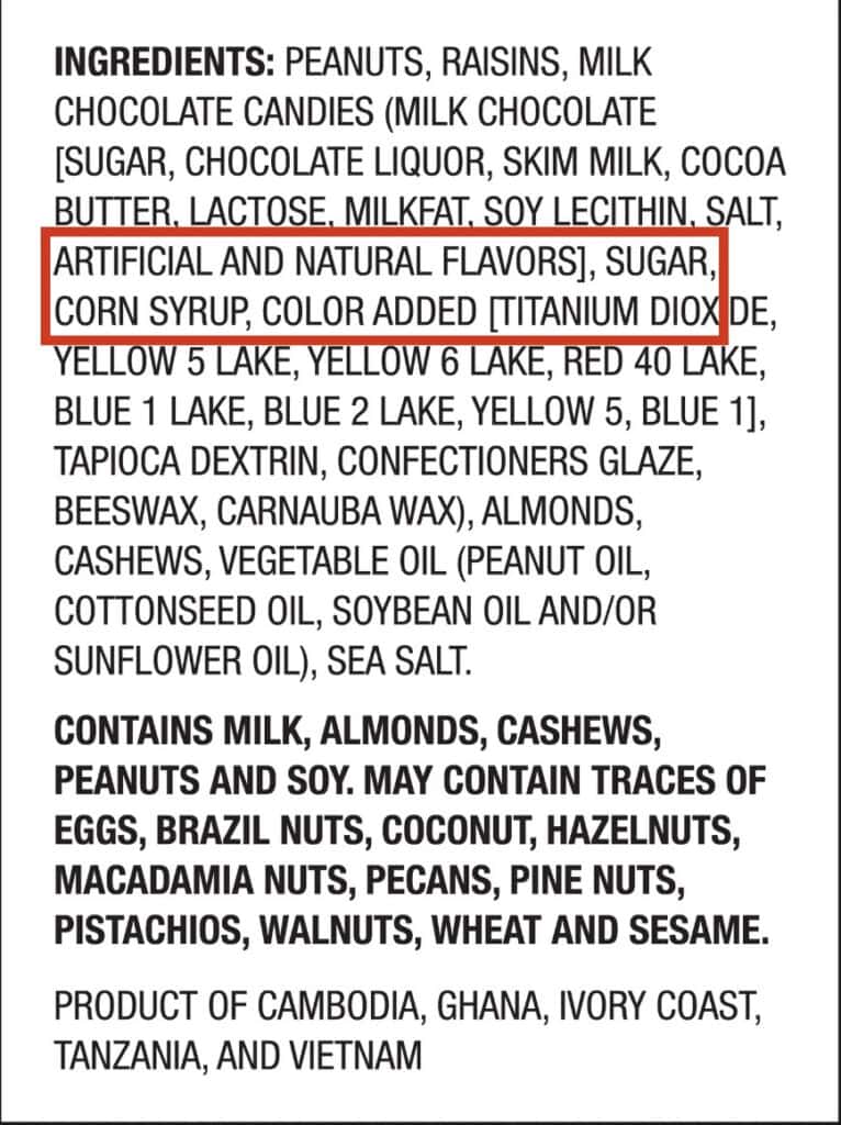 artificial flavors highlighted